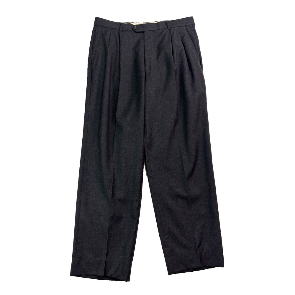 vtg Principe 35x30 Charcoal Flannel Wool Dress Suit Pants Italy Made Baggy Pleat